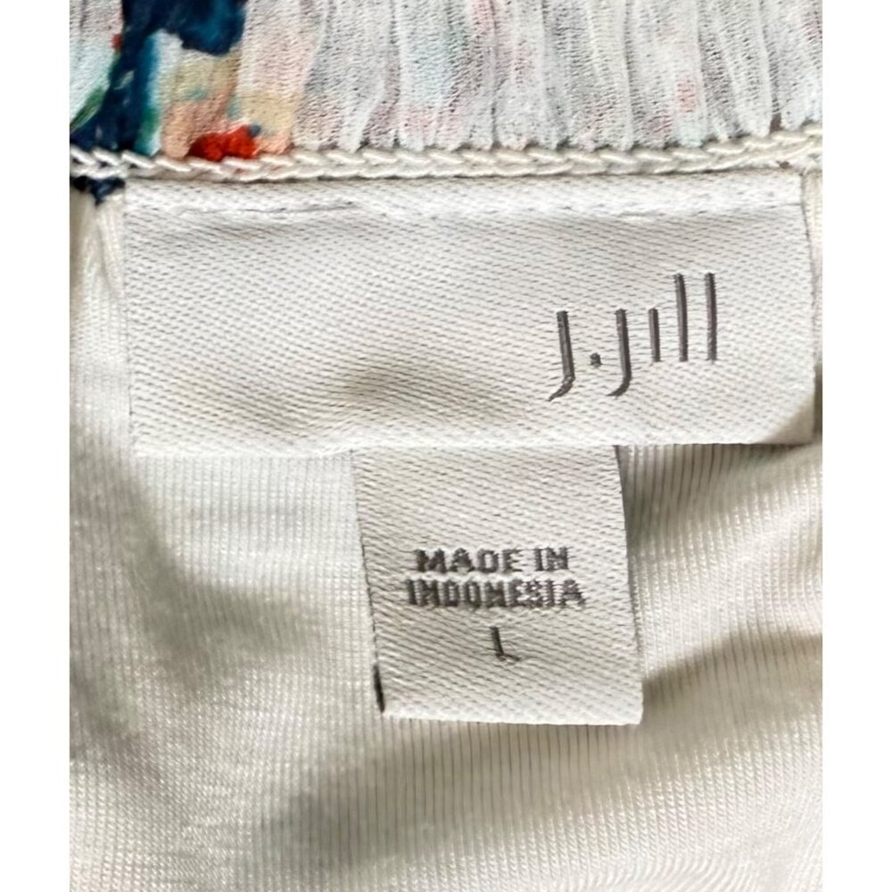 J. Jill Womens White Boho Floral Print Smocked Waist Skirt L - Picture 6 of 6